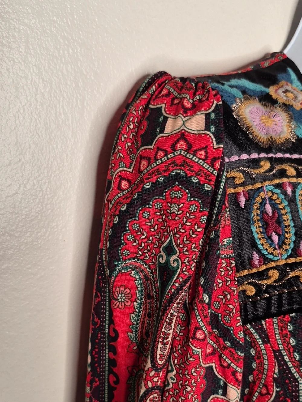 Zara Red Paisley Mini Dress with Black Accents - Picture 5 of 11